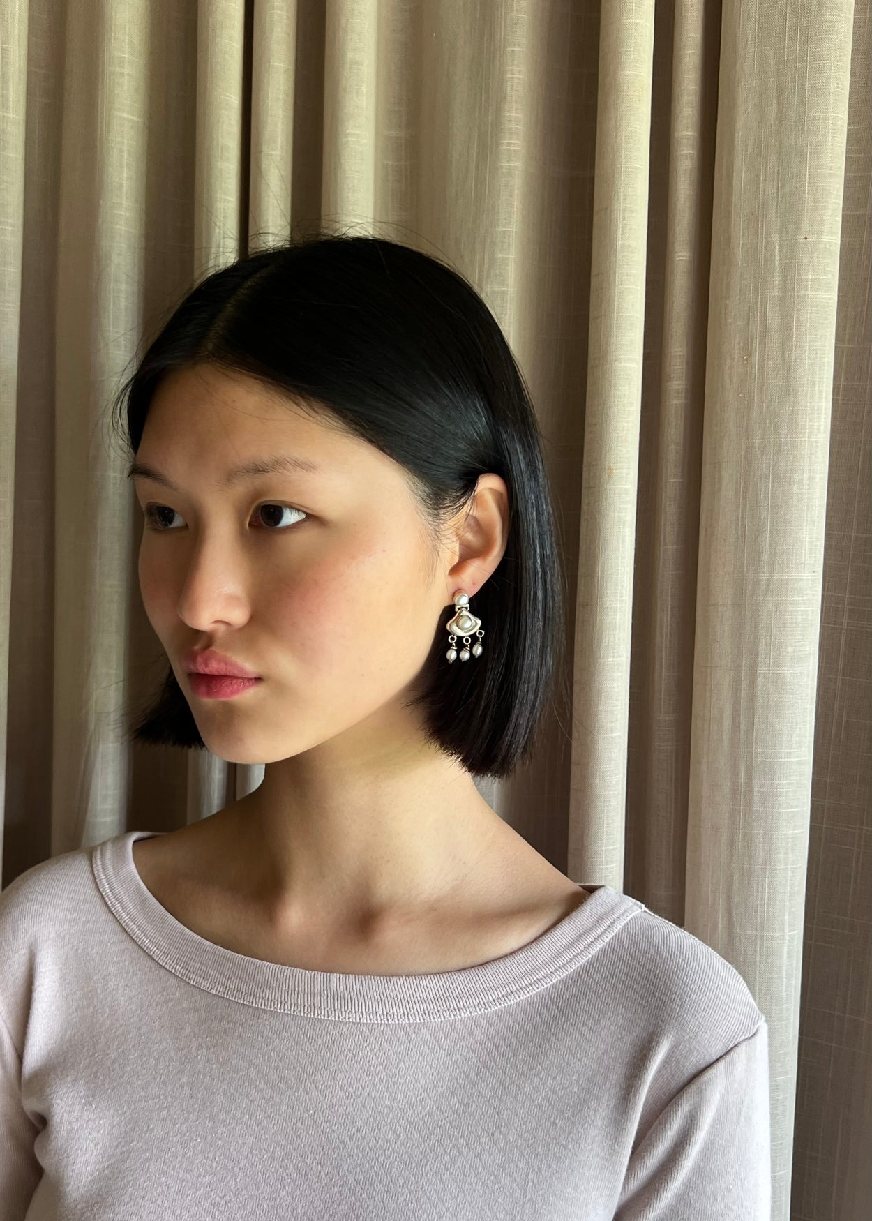 Hinged Pearl Fringe Earrings