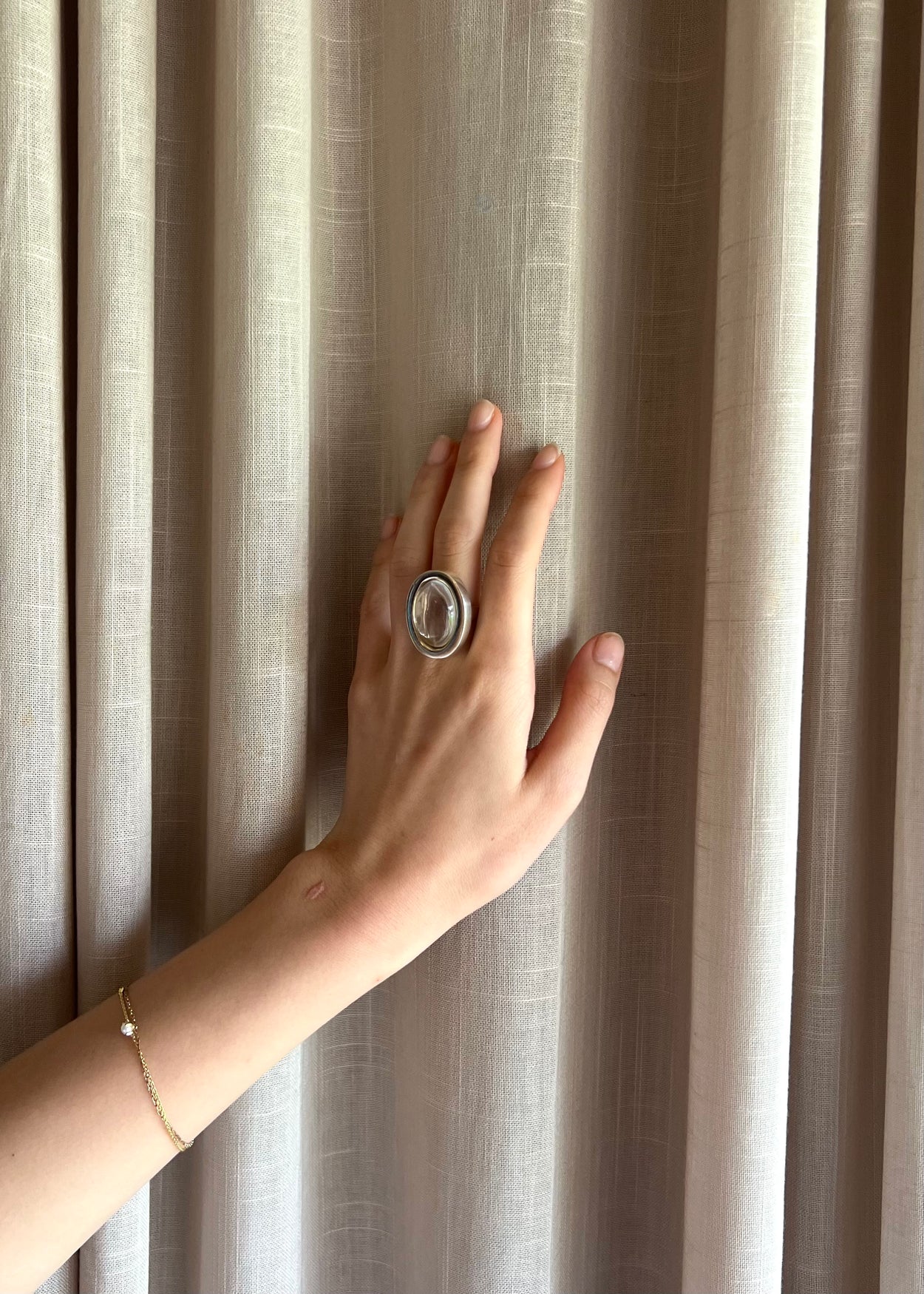Oval Crystal Ring