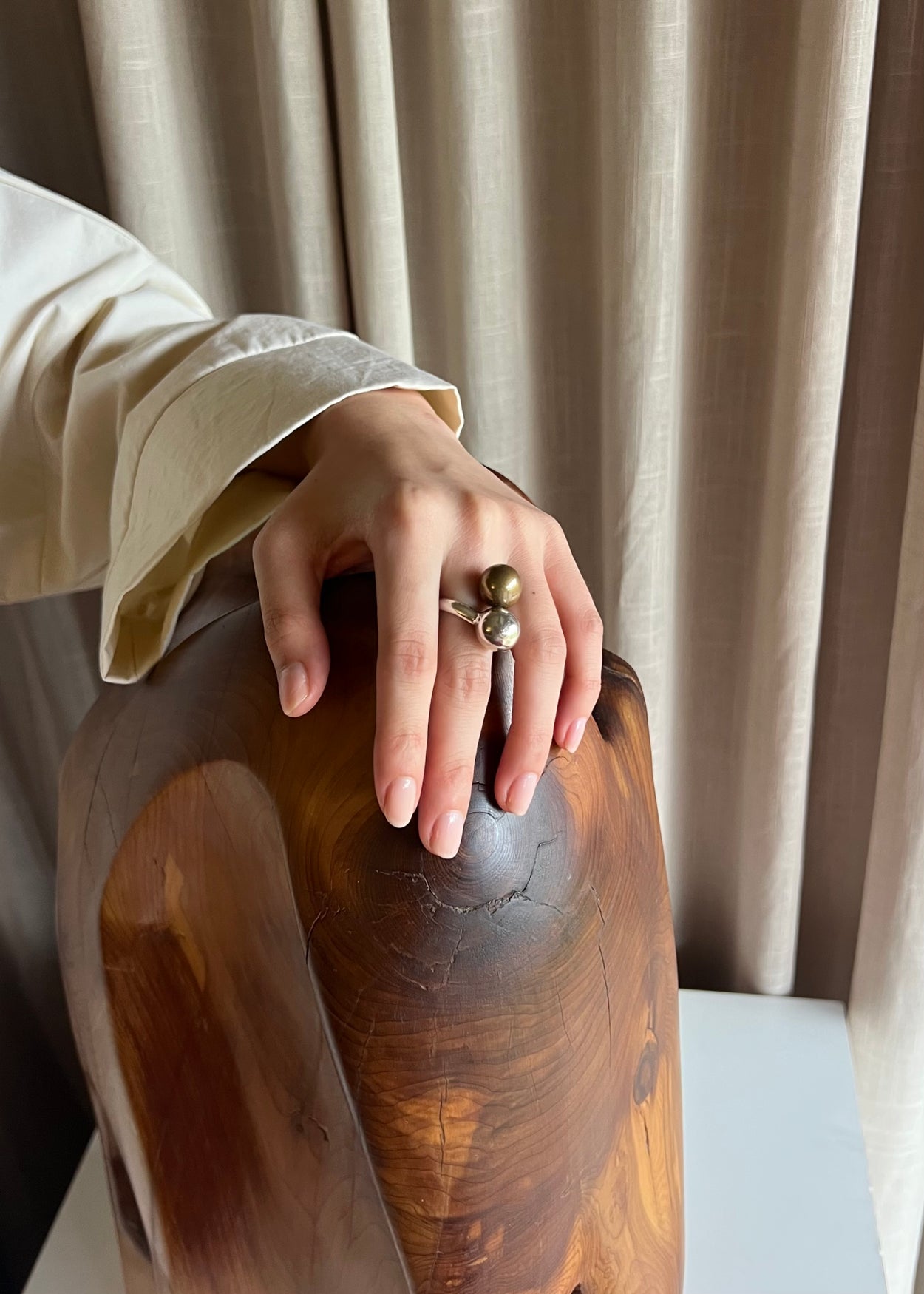 Two-Tone Sphere Wrap Ring