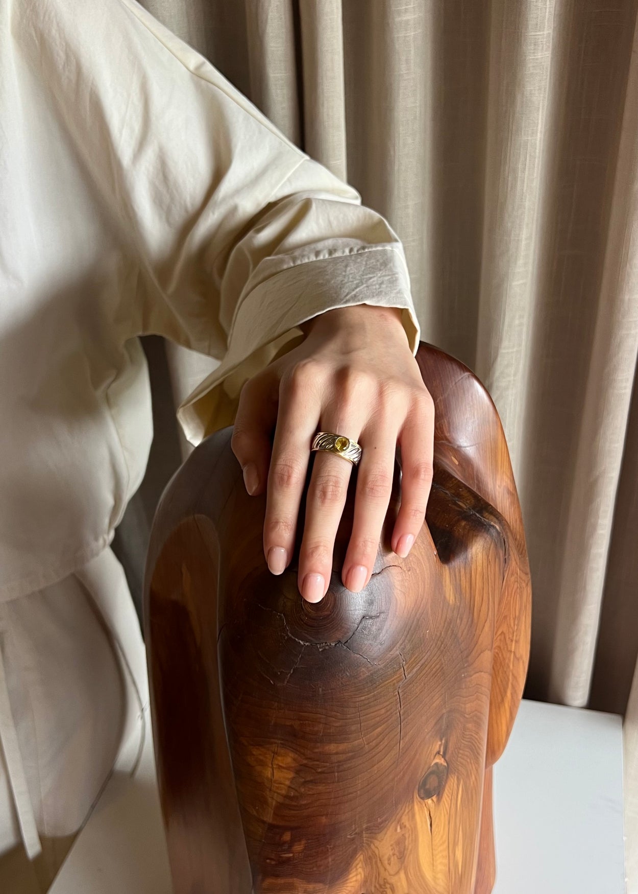 Ribbed Citrine Ring