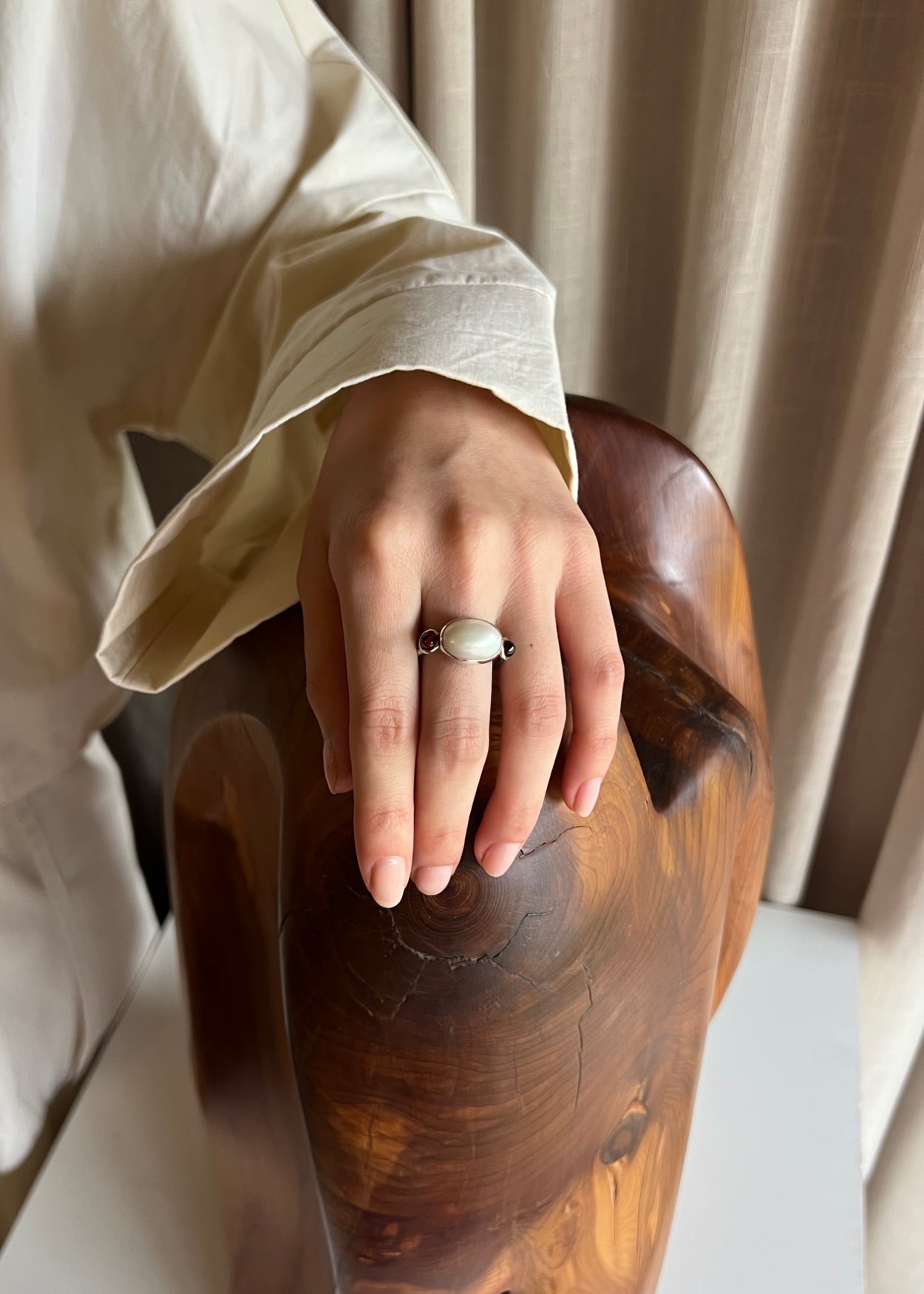 Garnet Pearl Ring