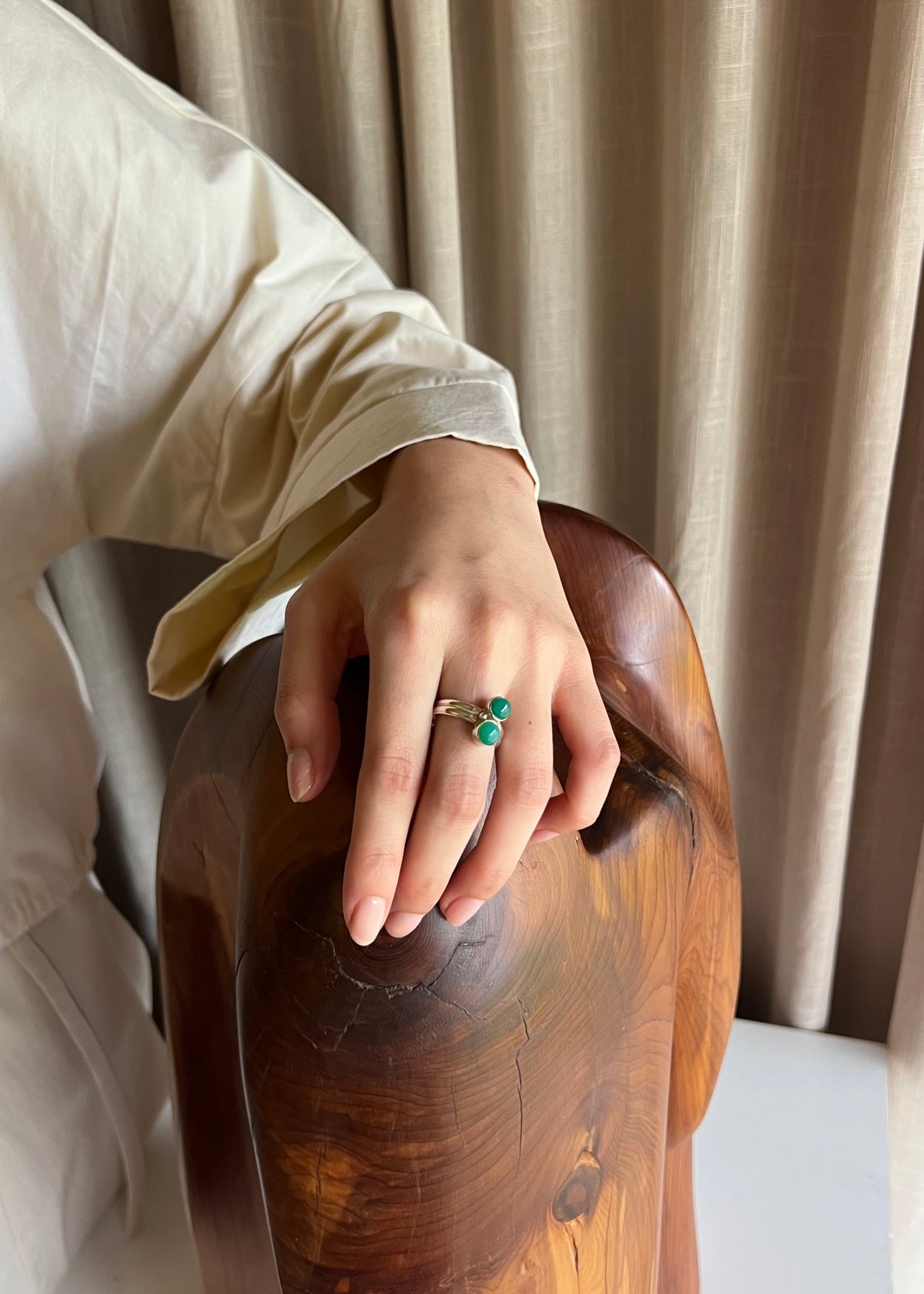Double Chrysoprase Ring