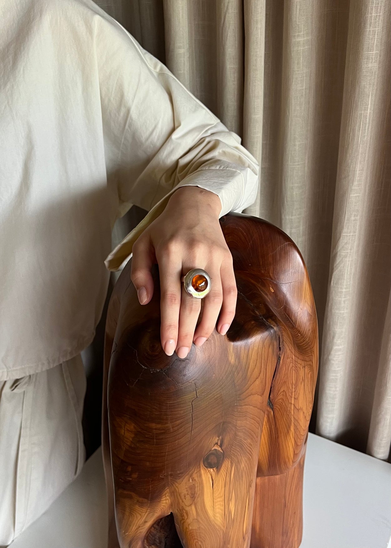 Amber Disc Ring