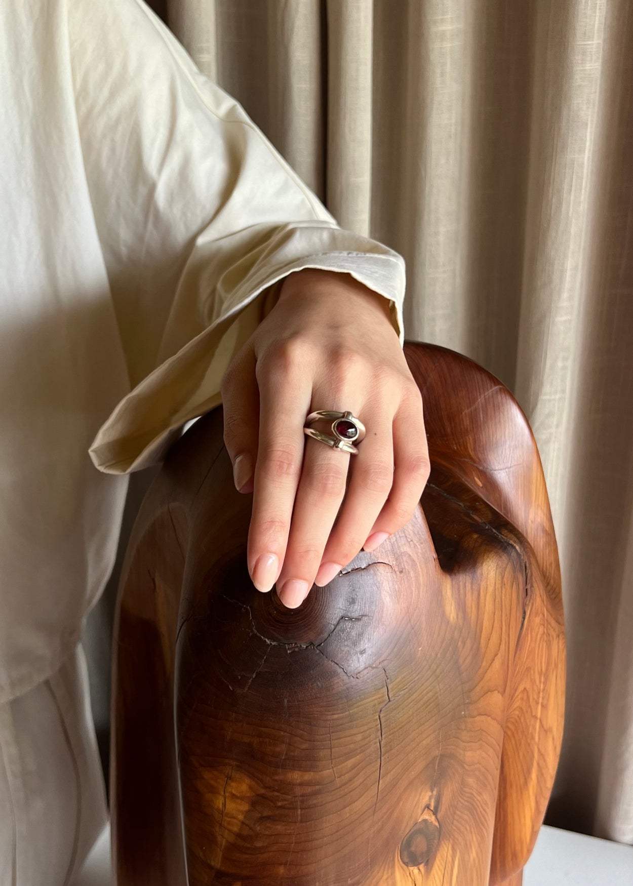 Modernist Garnet Ring