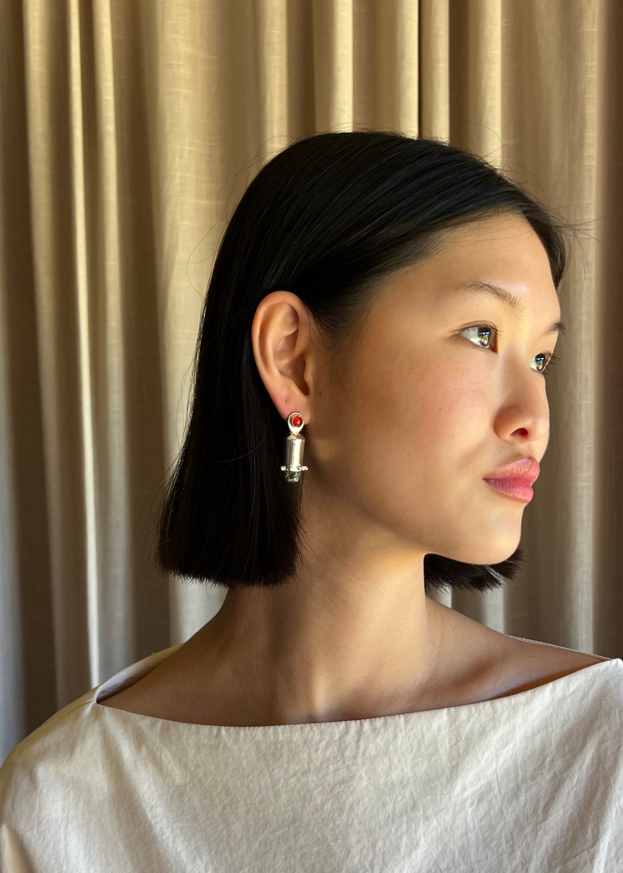 Agate Cylindrical Bullet Earrings