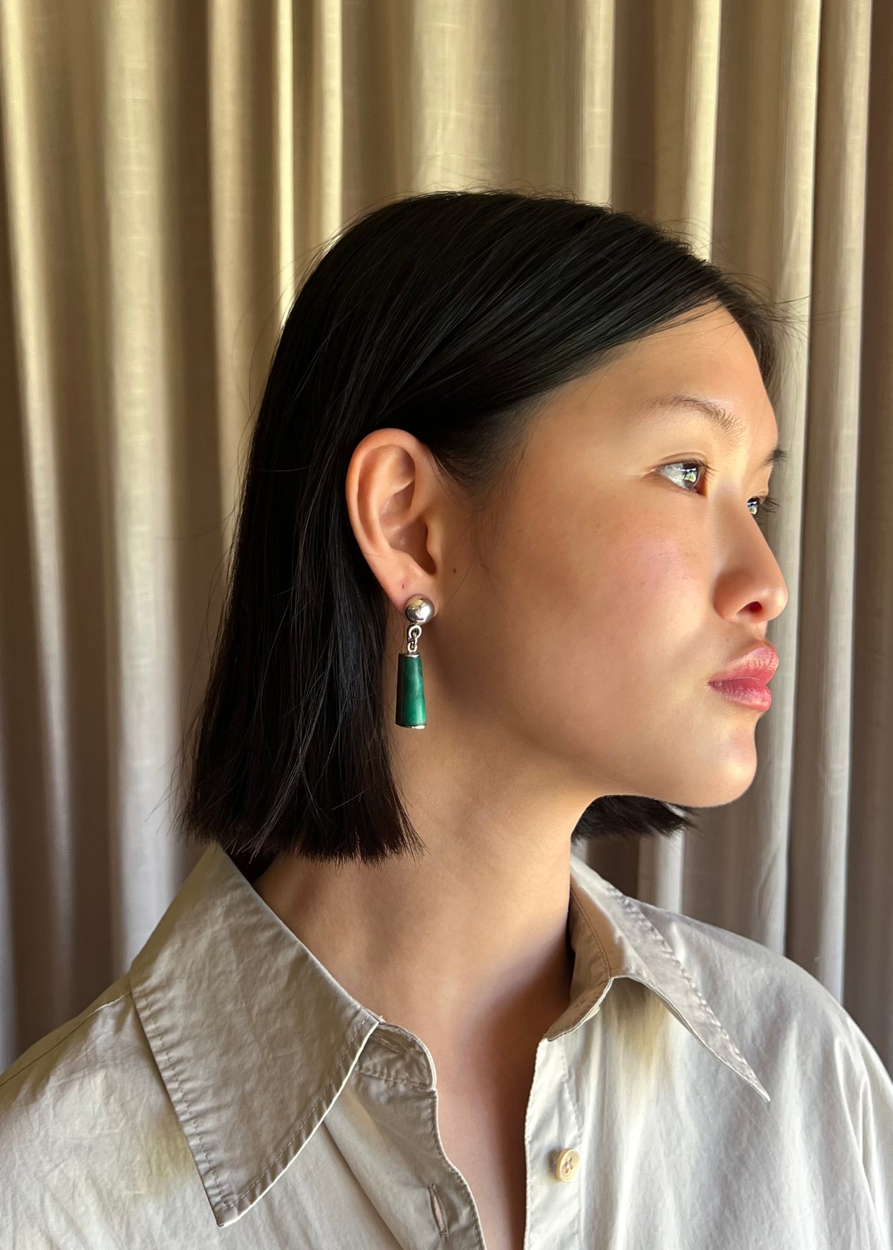 Sculptural Malachite Earrings