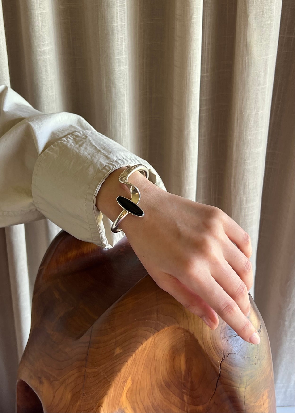 Curved Onyx Cuff Bracelet
