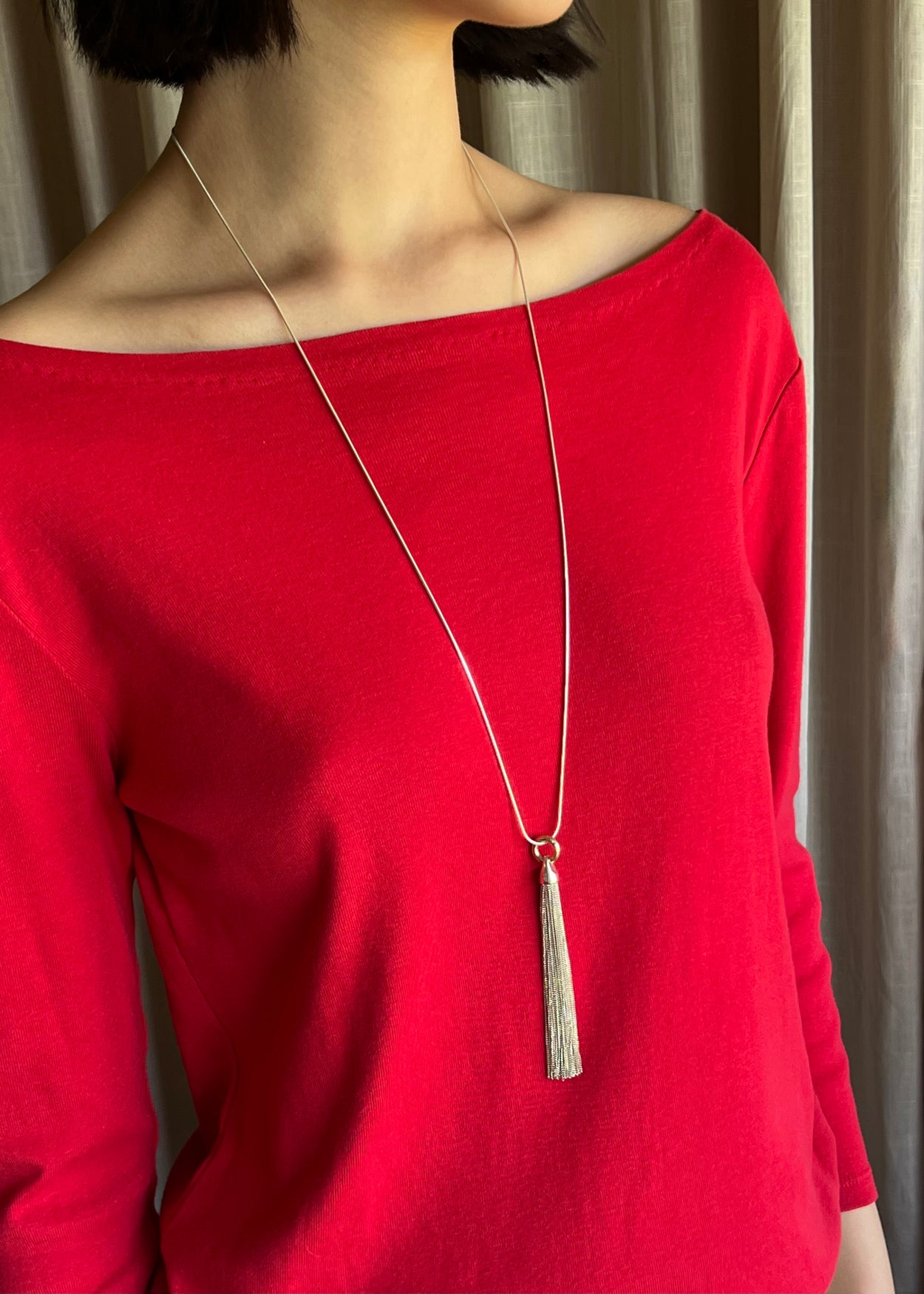 Two-Tone Fringe Pendant Necklace