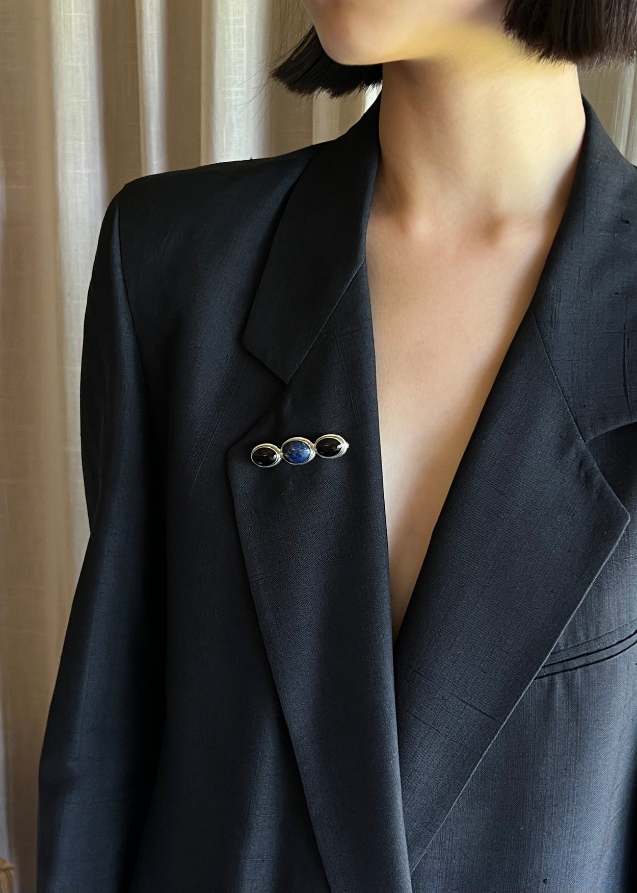 Lapis Onyx Brooch