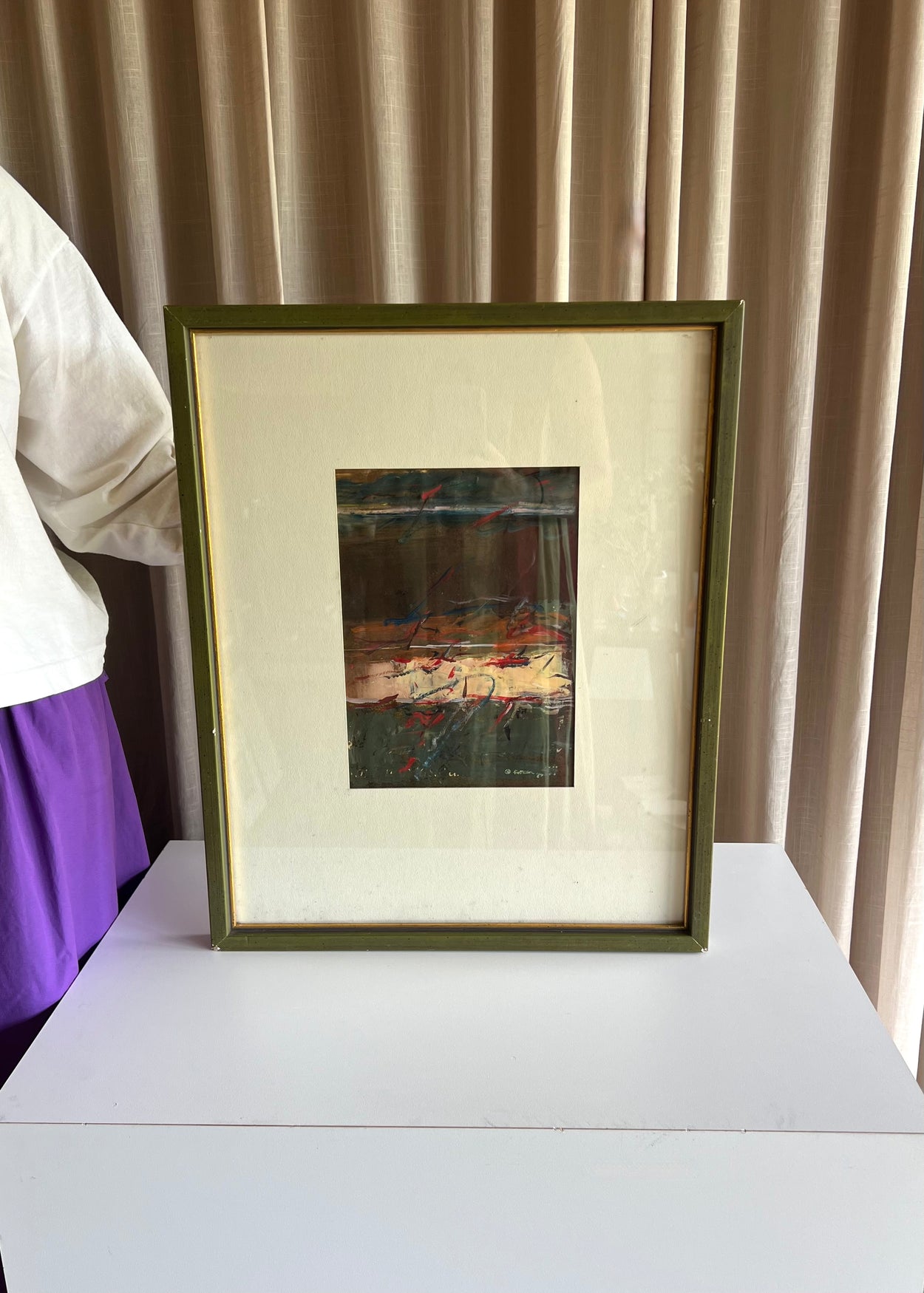 Deep Green Oil on Canvas, Framed