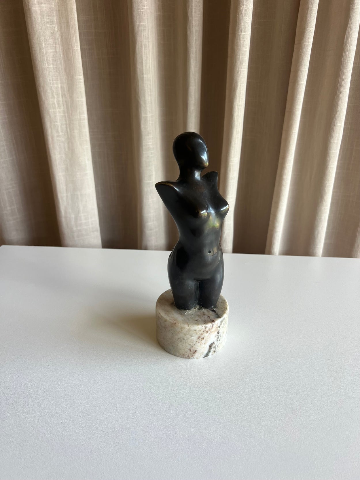 Abstract Bronze Figure on Stone Base