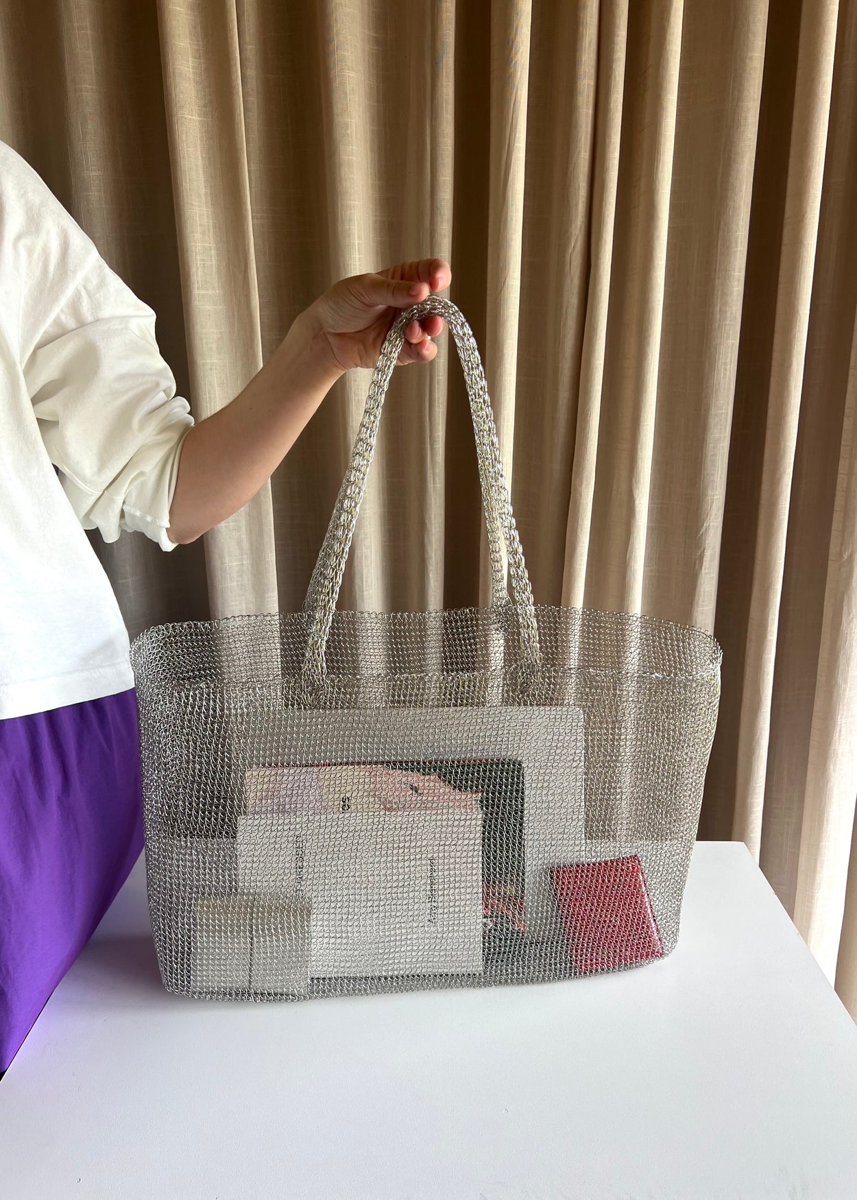 Large Handwoven Metal Tote