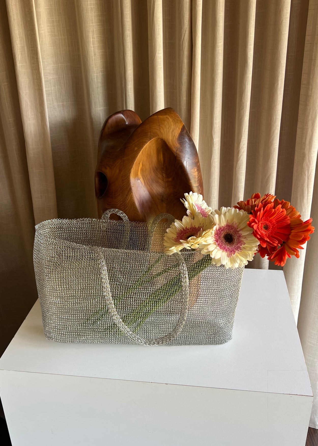 Large Handwoven Metal Tote