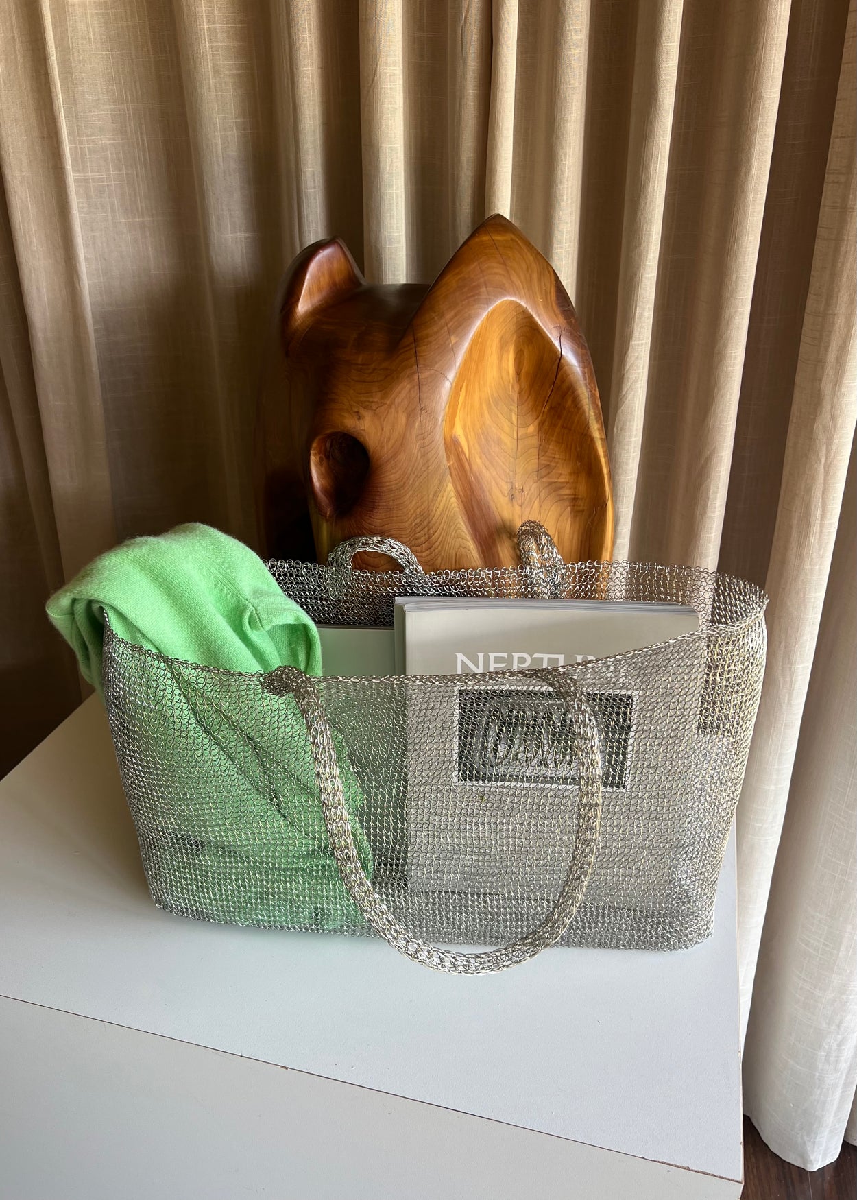 Large Handwoven Metal Tote