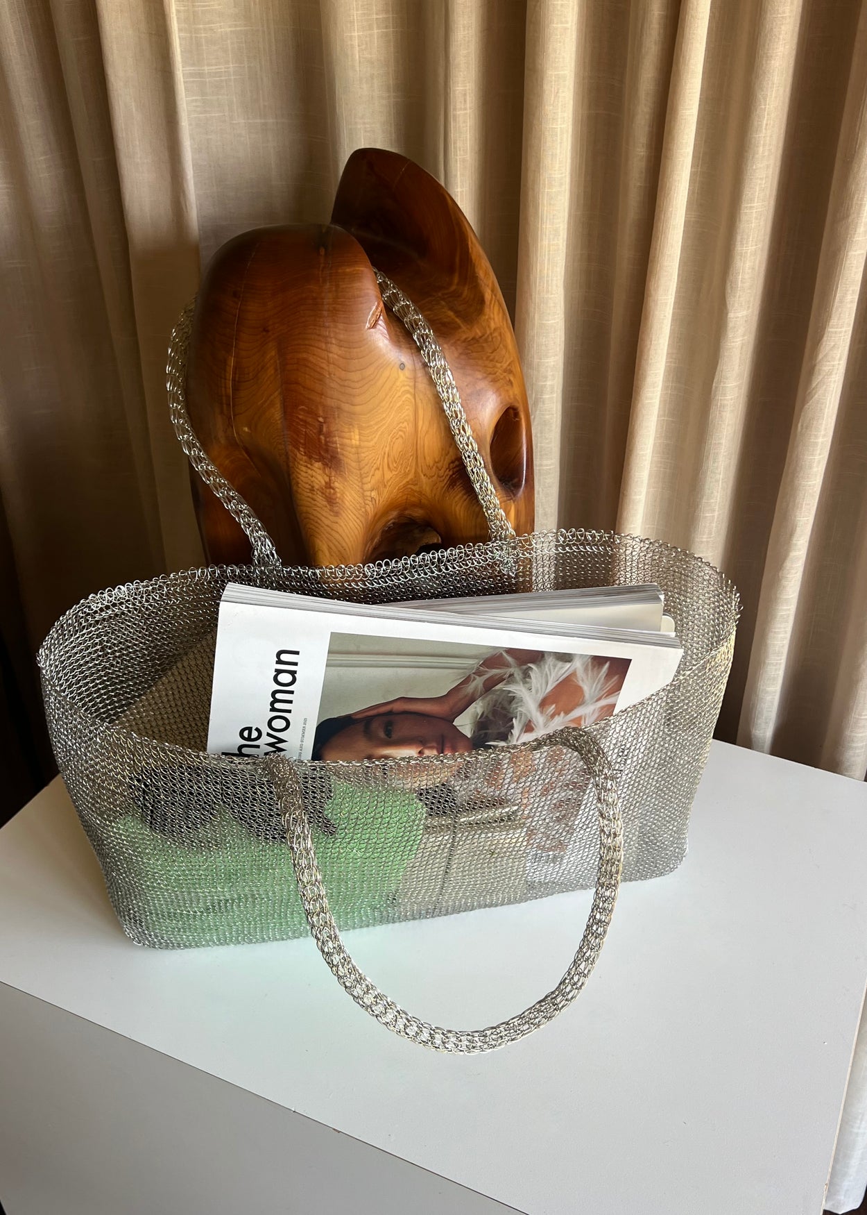 Large Handwoven Metal Tote