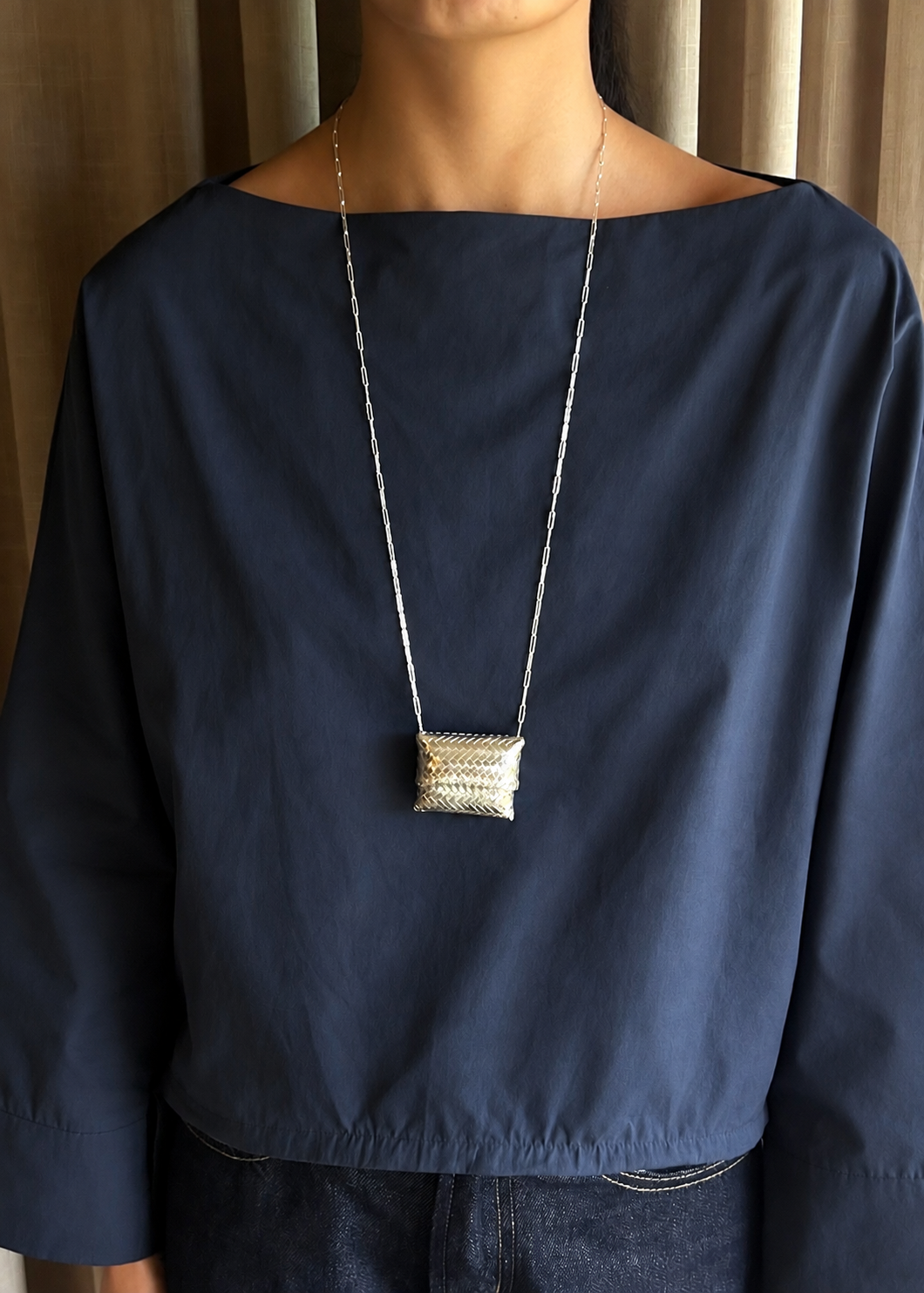 Large Woven Sterling Box Necklace