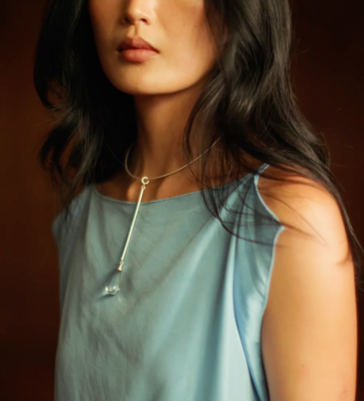 Quartz Teardrop Collar Necklace