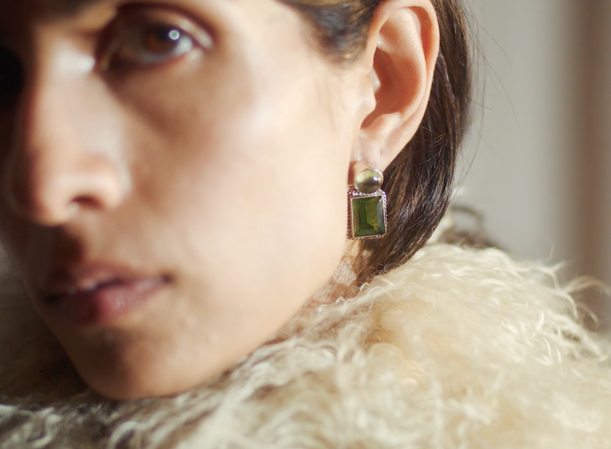 Green Crystal Earrings