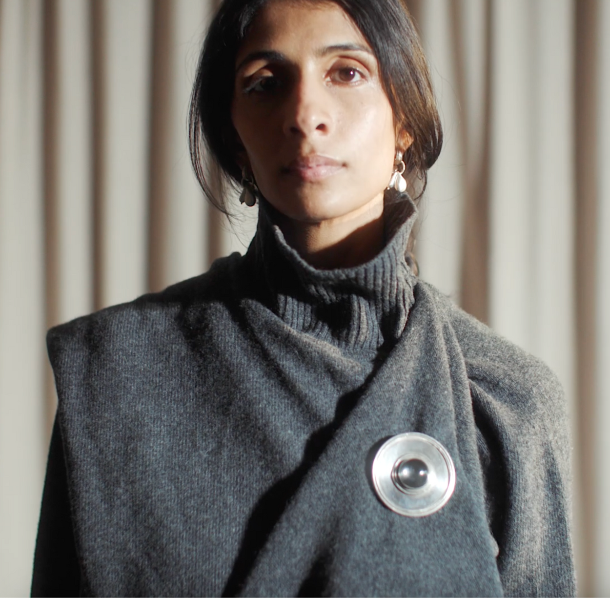 Round Crystal Brooch