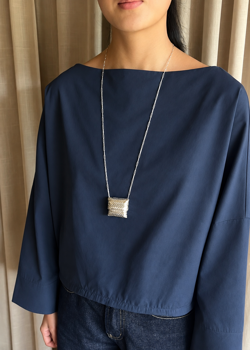 Medium Woven Sterling Box Necklace