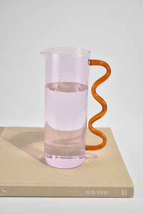 Wave Pitcher in Pink/Amber