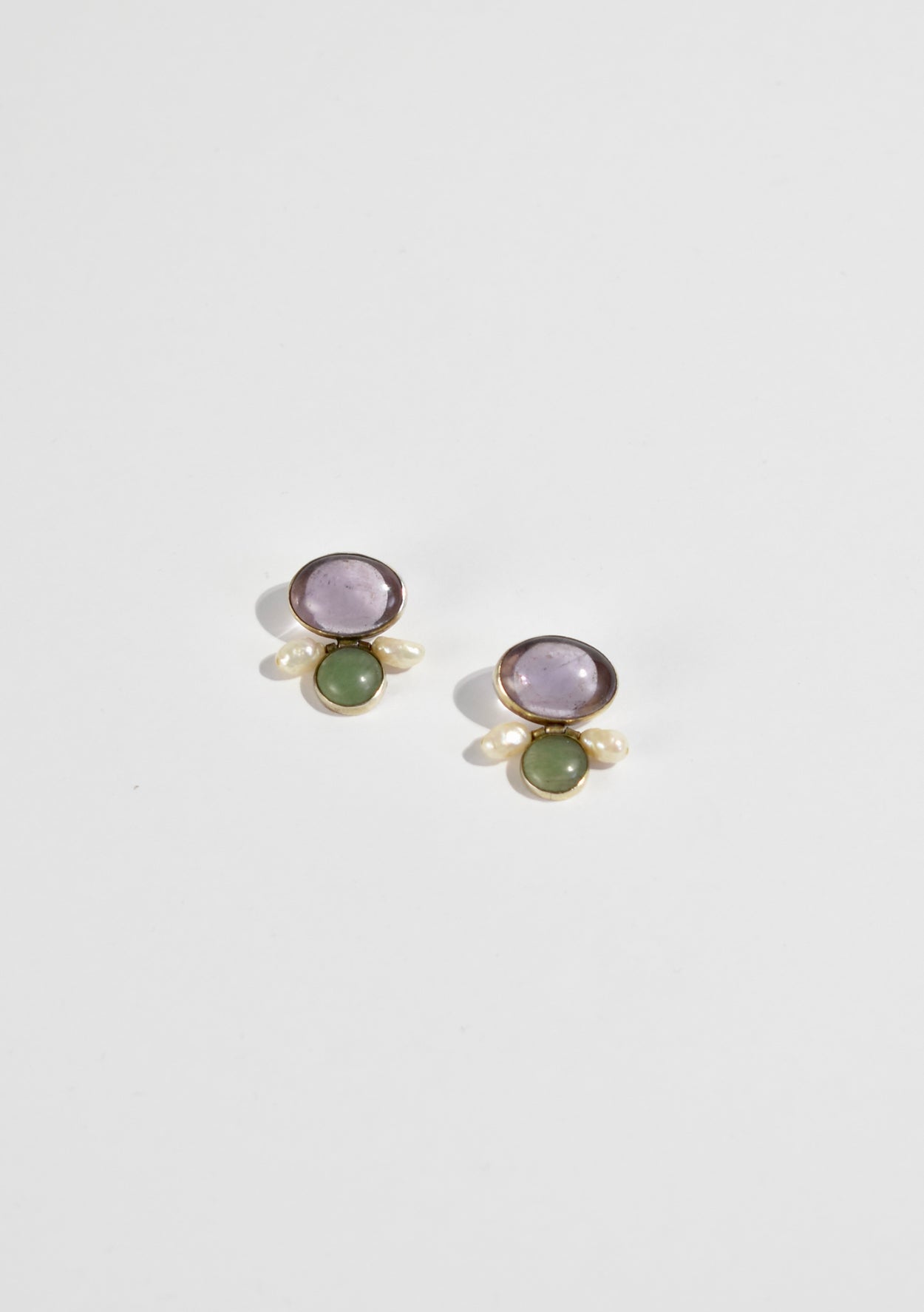 Jade Amethyst Pearl Earrings