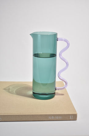Wave Pitcher in Teal/Lilac