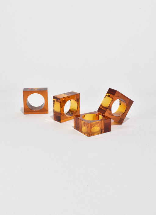 Amber Glass Napkin Rings